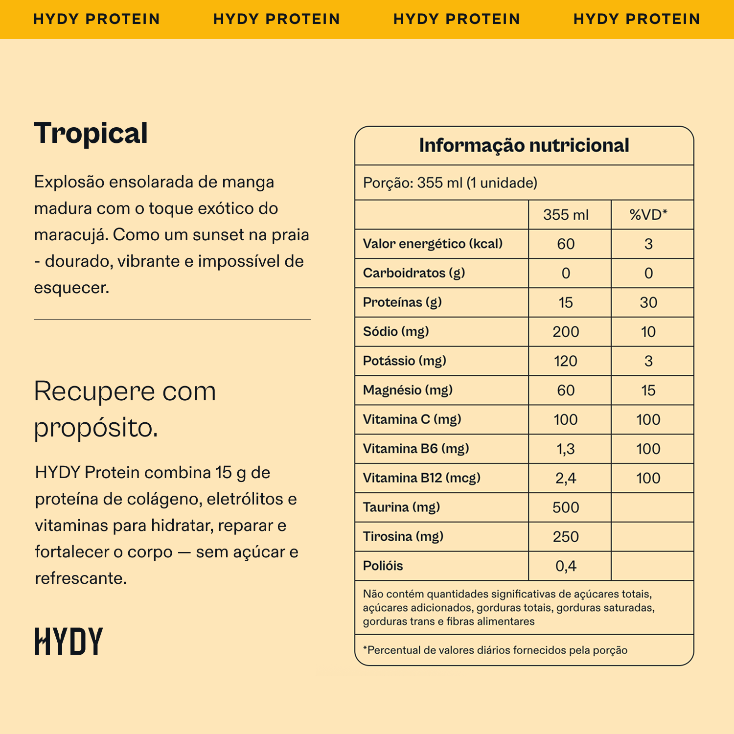 HYDY Protein Drink Tropical - 6 latas